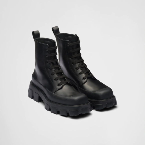 Prada Monolith Leather and Nylon Combat Boots main image 6